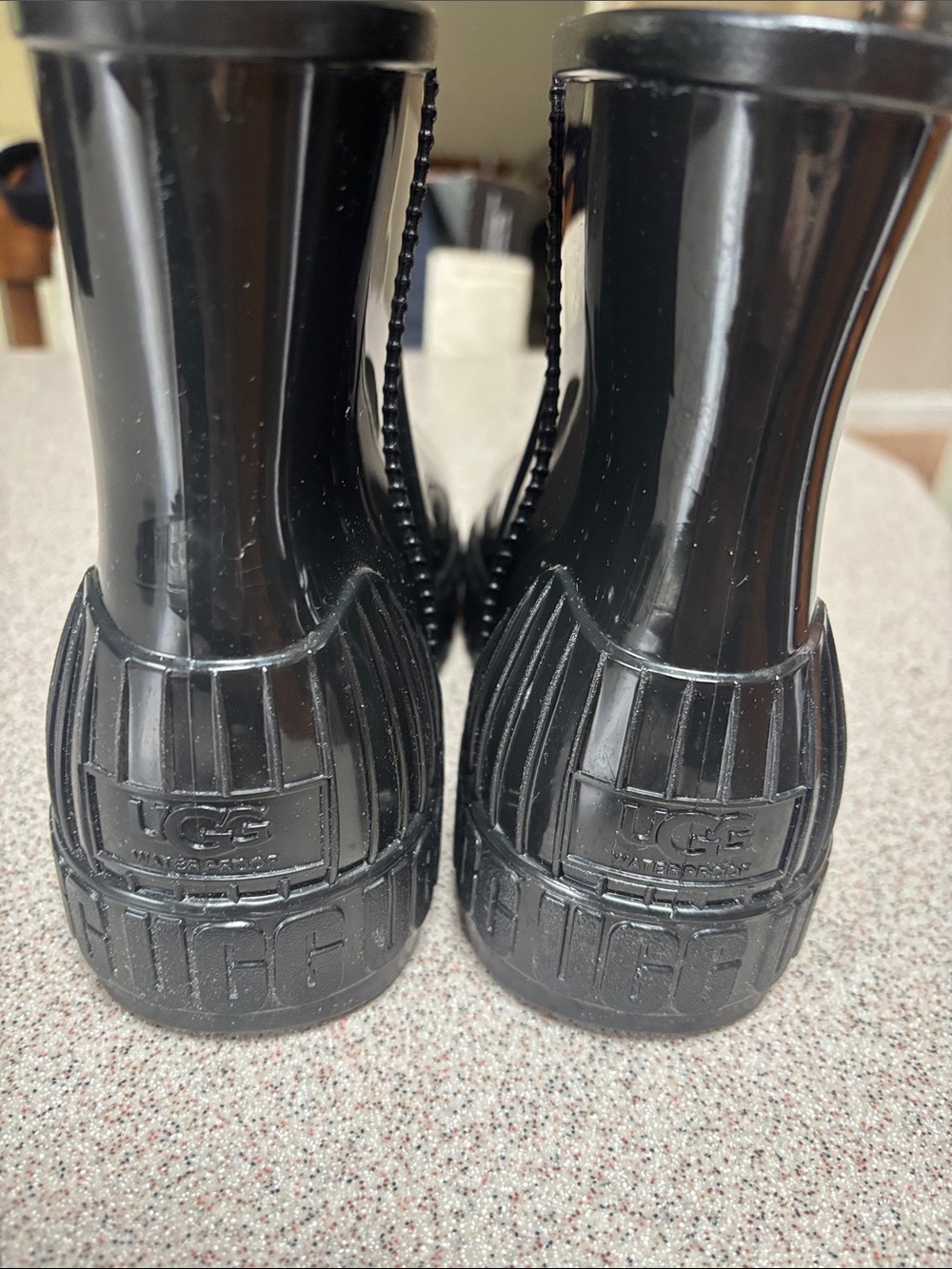 UGG Women's Glossy Black Short Waterproof Rain Boots